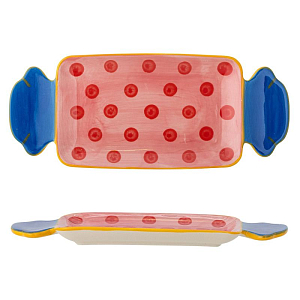 Блюдо сервировочное керамическое Bloomingville "Caramella", горошек на розовом